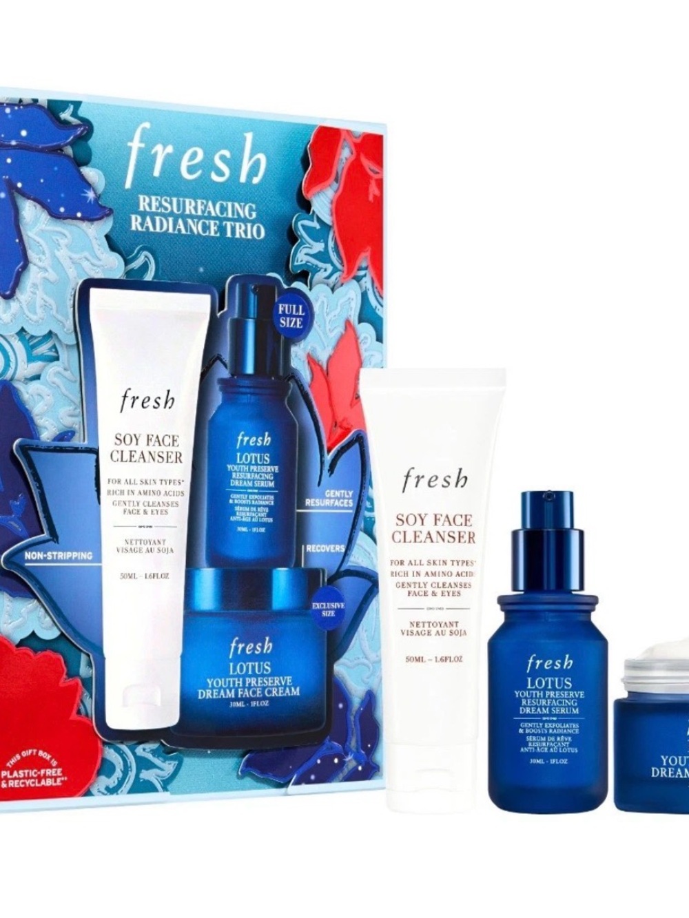 fresh Resurfacing Radiance Trio - Blue & White Skincare Set